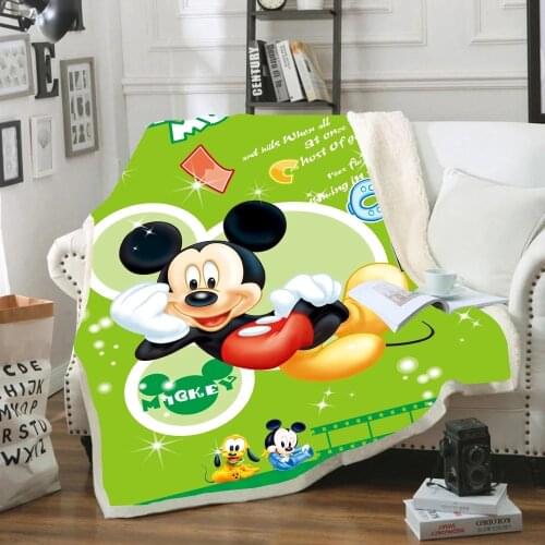 Home Textile Disney Cartoon Minnie Mickey Mouse Soft Comfort Flannel Summer Pink Green Blanket Adult Children Sofa Bedding