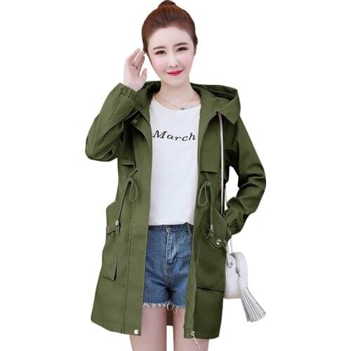 New Womens Raincoat Spring Autumn Clothing Windbreaker Coats Female Student Trench coat Large size Hooded Ladies Coats OK581