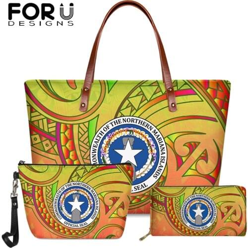 FORUDESIGNS Cnmi And Polynesian Pattern Brand Designer Fashion Womens Messenger Bags And Purses 3Pcs Large Soft Handbags Bolsas