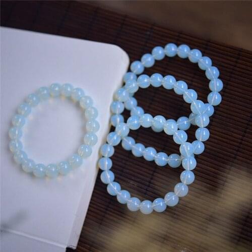 Smooth Natural White Opal Stone Beads Round Accessories Jewellery Making Diy Bracelet