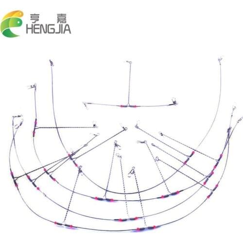 HENGJIA 5PCS Anti-Winding Fishing HookS Steel Sea Fishing Rigs Swivel String Wire Leader Pesca Fishing tackles tools