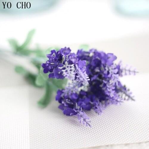 YO CHO 10 Pcs Artificial Lavender fake Flowers Bouquet Spray Stems Beautiful Design Home Wedding Mariage Party hotel Decor flore