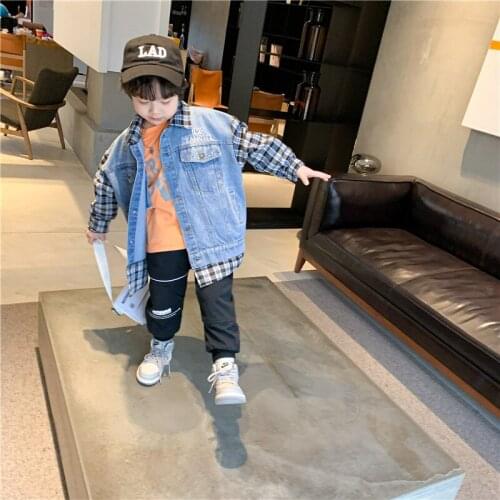 Splicing Jean Spring Autumn Coat Outerwear Top Children Clothes Kids Costume Teenage Gift Plus Size Boy Clothing High Quality