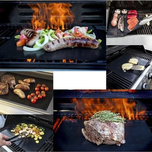2pcs BBQ Grill Mat Barbecue outdoor Baking Non-stick Pad Reusable Cooking Plate 40 * 33cm For Party PTFE Grill Mat Tools New