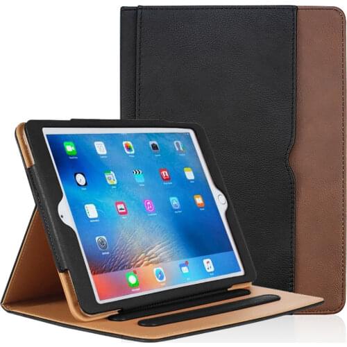 For iPad 9.7 2017 2018 air 2 leather high strength shockproof shell a1822 a1566 a1893 a1474 multi angle bracket protective cover