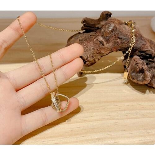 Creative Titanium Quadrilateral Cubic Zirconia Pendant Necklace Stainless Steel Chain Choker Emo Grunge Jewelry Gifts Collier