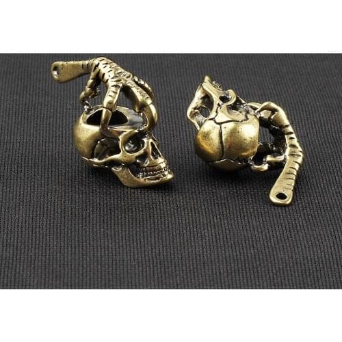 1pcs Skull Brass Knife Beads Pendant Copper Bird Claw Paracord Beads Camping Keyring Accessories