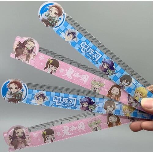 Anime Demon Slayer Kimetsu No Yaiba Kamado Tanjirou Nezuko 15cm straight ruler DIY Drawing Rulers Kids School Stationery gift