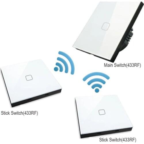MiniTiger EU Standard Luxury Crystal Glass Wall Switch Touch Switch Normal 1 Gang 2 Gang Stick Touch Switch