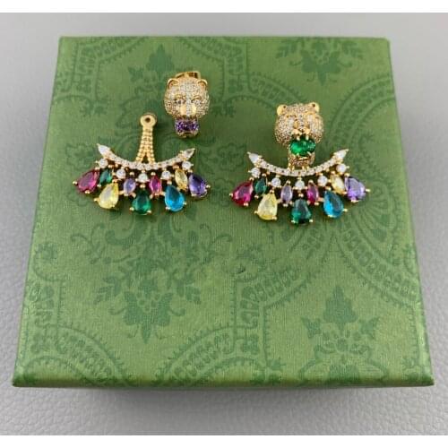 Fashion personality rainbow enamel lion earrings