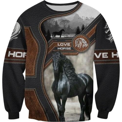 Fashion Mens Animal hoodies 3D printed Love Horse Sweatshirt Hoodie Harajuku Autumn Streetwear Unisex Casual Tracksuit DW0111