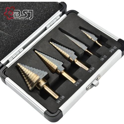 5pcs Step Drill Bit Set Hss Cobalt Multiple Hole 50 Sizes Cobalt Titanium Conical Carbide Drill Perforator Hole Cutter Tool
