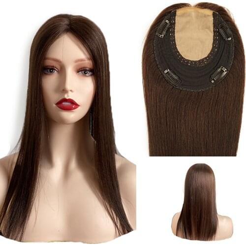 Toysww 6x6.5inch Silk Base Real Human Hair Toppers For Women Natural Hairpiece Clip In Hair Extensions Wigs Russian Hair