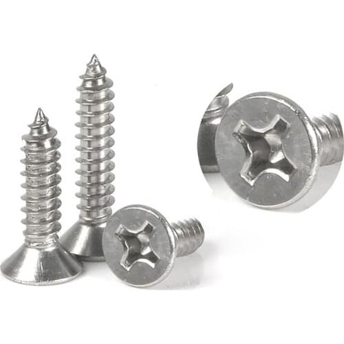 Nickel Plated Countersunk Head Tapping Head Flat Head Tapping Screw M1-M4