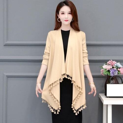 OHRYIYIE New Large Size 5XL Vintage Cardigan Sweater Women Autumn Winter Fashion Loose Tassel Knitted Cardigans Shawl Lady Coat