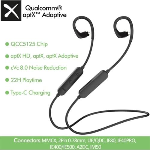 Newest QCC5125 Bluetooth 5.0 Earphone Upgrade Cable AptX-HD & AptX Adaptive for MMCX QDC 0.78 0.75MM 2PIN A2DC IE80S IE40PRO IM