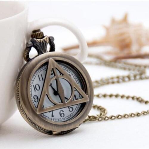 Wholesale 10 PCS/lot Fashion quartz potter the Deathly Hallows Hollow out Necklace pocket watches gift