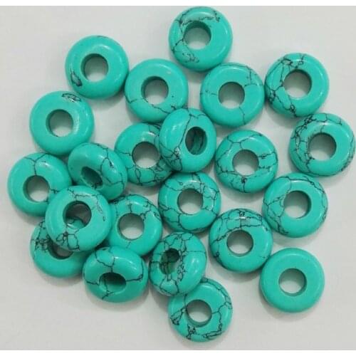 Wholesale 30pcs blue truquoise stone beads 10*4mm round shape hole beads For jewelry Bracelet free shipping