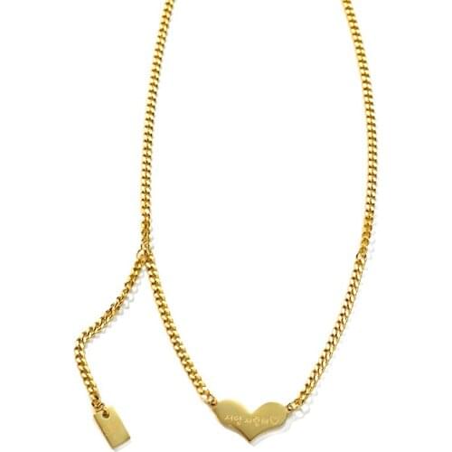 Titanium With 18K Gold Heart Pendant Necklaces Women Stainless Steel Jewelry Runway Gown Hiphop Rare Glam Japan Korean Fashion