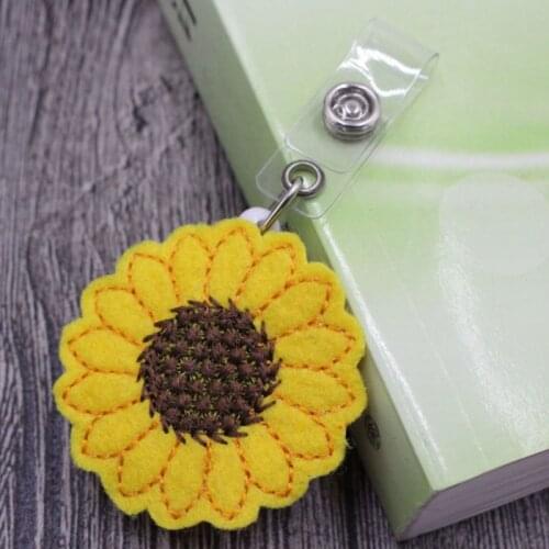 Sunflower Badge Reel Holder For Nurses Students Retractable ID Card Holder