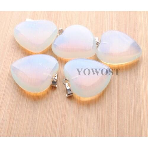 Wholesale 10Pcs Dangle Pendants 25x25mm Natural Stone Opal Love Heart women Gifts Jewelry Pendulum Chakra Reiki Beads IN3832