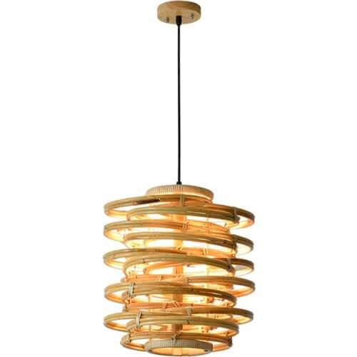 New Chinese bamboo spiral pendant lights bedroom living room tea dining room lighting shop duplex stair Japanese pendant lamps