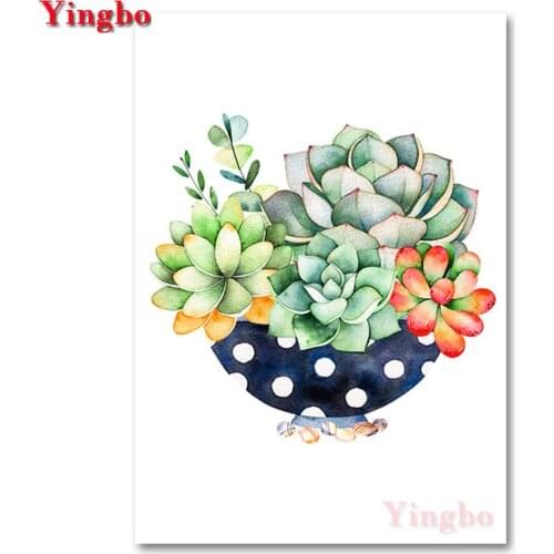 Full Square Diamond Painting Watercolor Cactus Succulent Plants Diamond Embroidery Full circle Mosaic Needlework Arts Home Decor