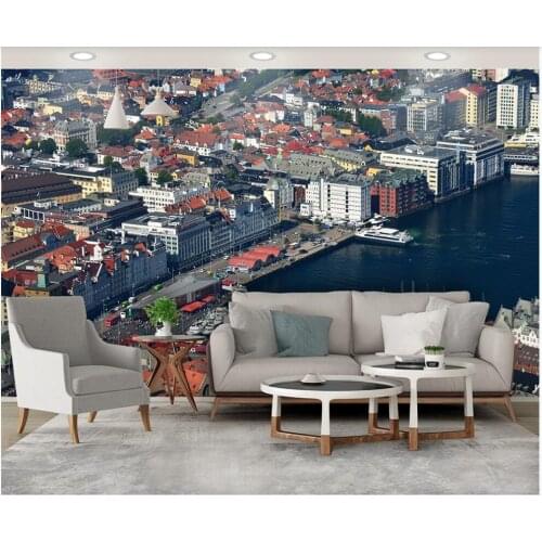 Custom photo 3d wallpaper European coastal city landscape tv background living room home decor wallpaper for walls 3 d