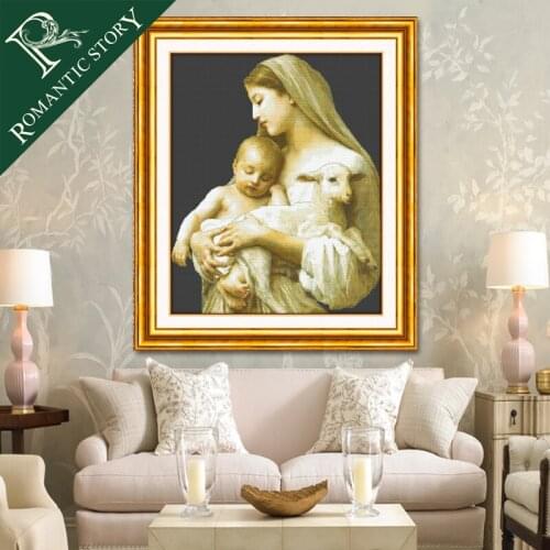 Romantic Story Classical Portrait Mother and Son Home Decoration Painting Cross Stitch Handmake Needlework DMC Cross-Stitch Sets