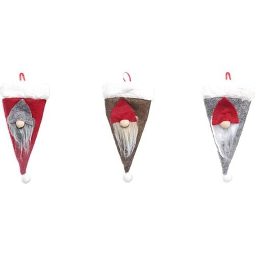 Santa Hats Knife Fork Bags, Xmas Silverware Holders for Party Dinner Utensil Flatware Pocket Bags, Christmas Table Decoration