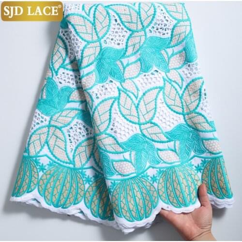 SJD LACE African Lace Fabric Embroidery 100% Cotton High Quality Nigerian Swiss Voile Lace In Switzerland Dubai Style Sew A2280