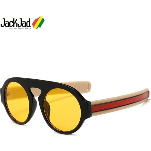 JackJad 2020 Fashion Thick Stripes Temple Men Square Round Style Sunglasses Vintage Cool Brand Design Sun Glasses Oculos De Sol