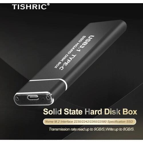 TISHRIC NGFF NVME M2 To Type-C USB 3.1 External Hard Drive Hdd Case Hard Disk Case Hdd Enclosure Portable Hard Drive