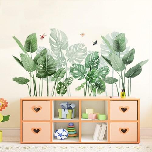 Tropical Rainforest Green Leaf Environment-friendly Wall Stickers for Living Room Bedroom Decoration