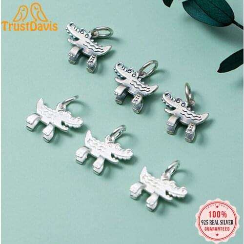Trustdavis Real 925 Sterling Silver Fashion 2021 Animal Crocodile Charm Pendant Handmade DIY Accessories Jewelry Wholesale DZ268