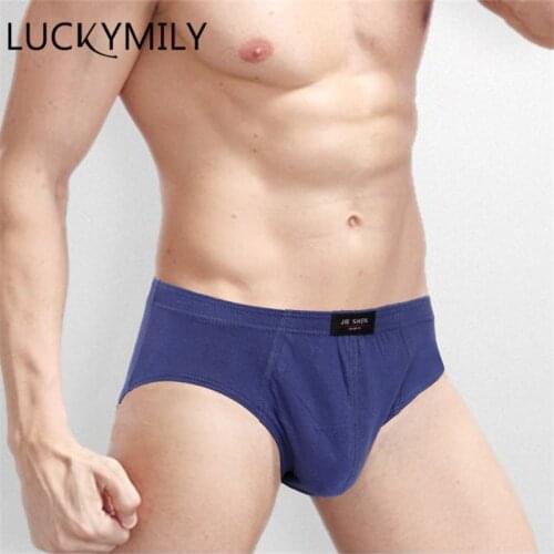 Luckymily New Arrival Solid Briefs Factory Direct Sale M-5XL Mens Brief Cotton Mens Bikini Underwear Pant For Men Sexy Underwear