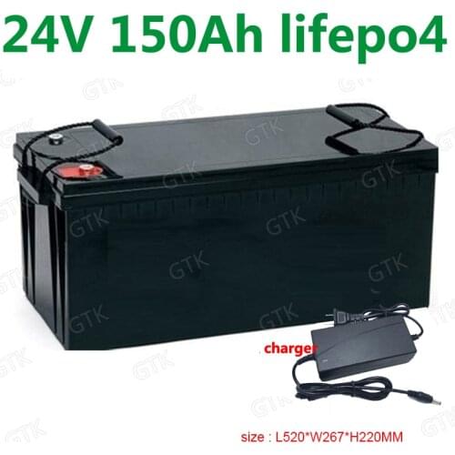 Waterproof 24V 150AH lifepo4 lithium Battery BMS 8S for 2400w Solar system motorhomes backup power Inverter RV UPS +20A Charger