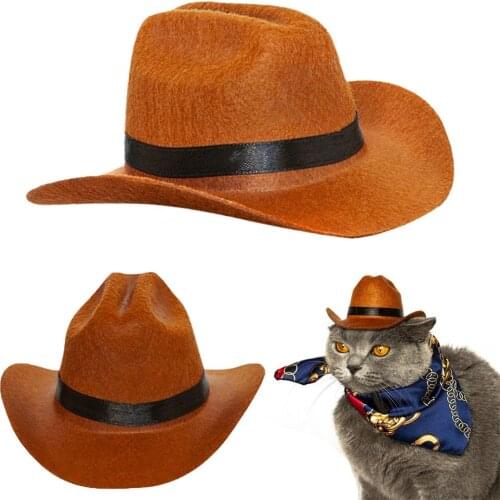 Funny Pet Dog Cat Western Cowboy Hat for Small Dogs and Cats Party Costume Accessories