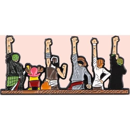 ZF3138 Anime Pirate Team Badge Jewelry Enamel Pins And Brooches Cartoon Creative Metal Denim Hat Badge Gifts For Friends Kids