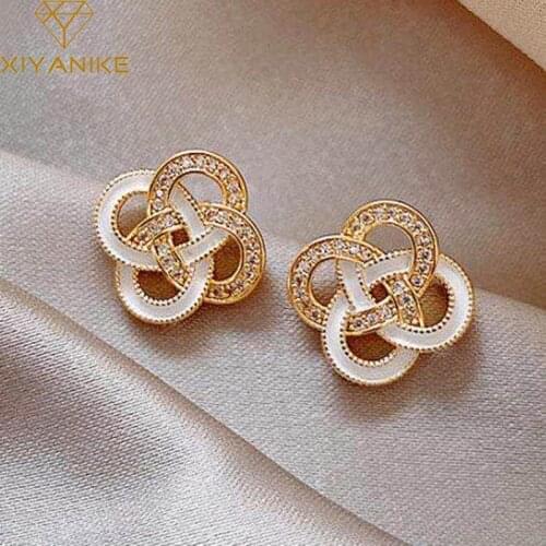 XIYANIKE Buckle Loop Earrings For Women Round Small Statement Stud Earrings Gold Geometric Latest Jewelry Accessories Gift
