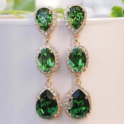 New Arrival Earrings For Women Fringed Golden Emerald And White Diamond Earings Fashion Jewelry 2021 Wholesale