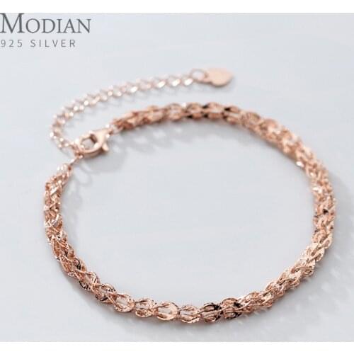 Modian Authentic 925 Sterling Silver Gypsophila Bracelet Link Chain Bangle for Women Korea Style Wedding Engagement Fine Jewelry