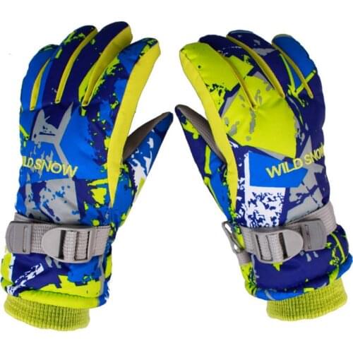 Winter Warm Gloves for Boy Girls Windproof Waterproof Snow Warm Breathable Outdoor Sports PU Leather Non-slip Kids Ski Gloves