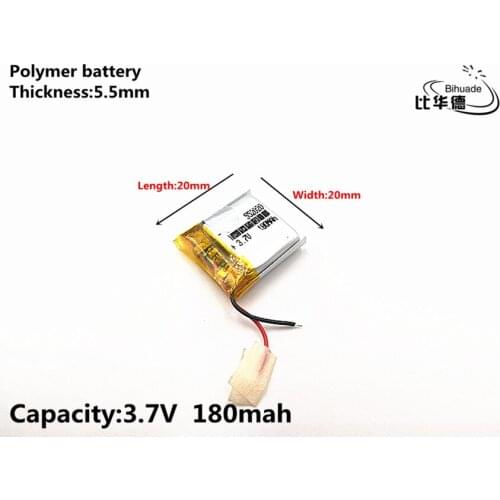 1pcs/lot 3.7V 180mAH 552020 Polymer lithium ion / Li-ion Rechargeable battery for DVR,GPS,mp3,mp4