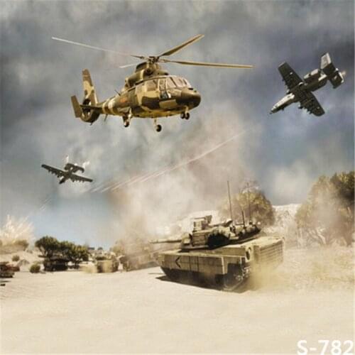 150*200cm War Plane Photography Backdrops Digital Printed Tank on Beach Boy Birthday Photo Background for Photo Studio