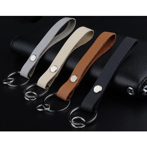 2 Pcs Simple Genuine Cow Leather Key Chain Car Keyring Handmade Creative Best Gift Car Keychain for Mercedes Audi Motorcycle Key