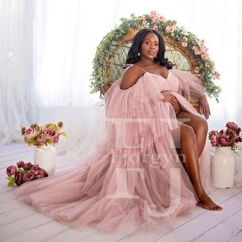 2021 Custom Made of Premium Pleated Fabric Maternity Gowns for Photoshoot or Babyshower off the shoulder Woman Dress Summer 2021