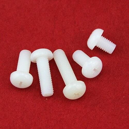 25pcs nylon screw m5 m6 m8 white or black Nylon Plastic insulation Phillips Cross Recessed round pan Head Machine Screw