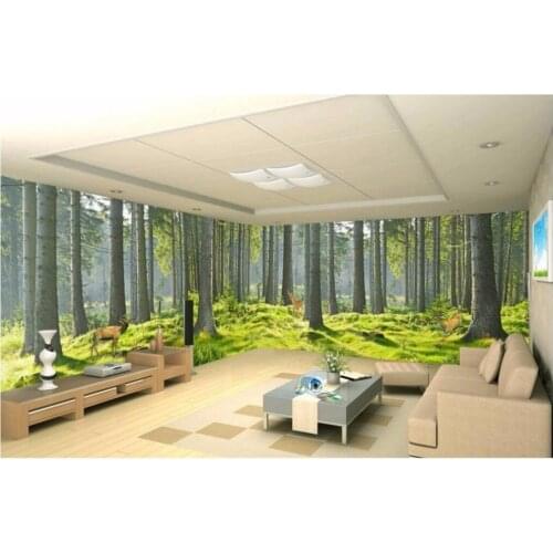 3d room wallpaper custom mural Fresh green forest nature animal decoration painting photo 3d wall murals wallpaper for walls 3 d