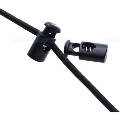 50pcs/pack Cord Lock Stopper Cylinder Barrel Plastic Black Toggle Clip For Garment Accessories/Bags/Shoe Lace#C0012-B1